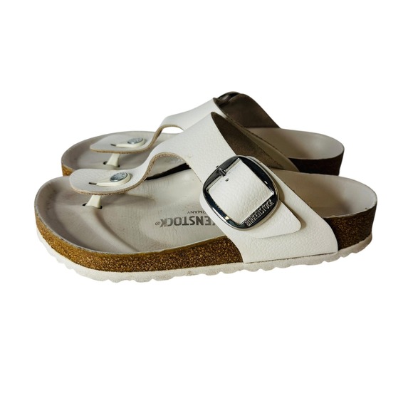 Birkenstock Shoes - Birkenstock Gizeh Big Buckle White Sandals Thong Strap Adjustable Buckle Size 38